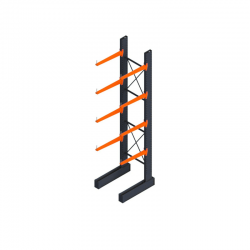 Cantilever Racking Single Bay 5700mm high x 1200mm wide x 900mm deep with 3 arm