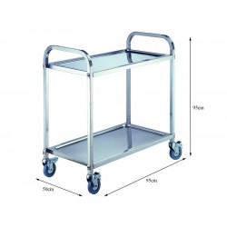 2 Tier Stainless Steel Mobile Trolley