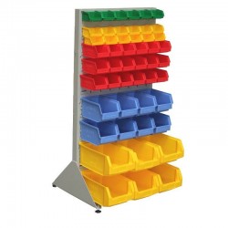 Single Sided Free Standing Louvred Rack With Bins