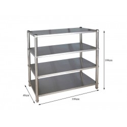 4 Tier Stainless Steel Warehouse Shelving - 1000x480x1800
