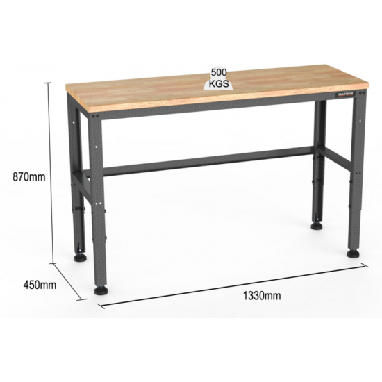 Workbench with Wooden Surface 1330mm x 450mm - Platinum Storage Solution